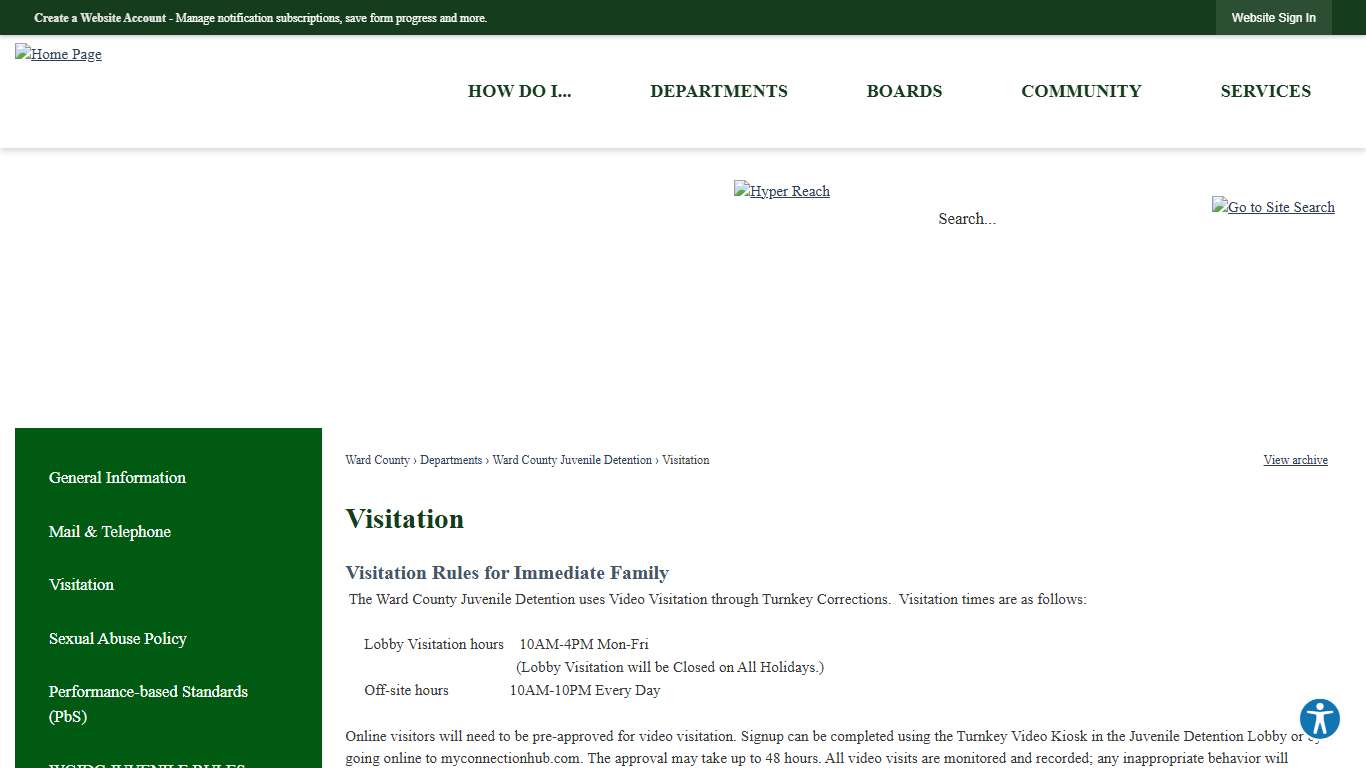 Visitation | Ward County, ND - Official Website